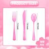 imageWDF 180 Pieces Plastic Christmas Silverware  Disposable Cutlery Set Incluede 60 Gold Forks 60 Red Knives and 60 Green Spoons  Heavy Duty Plastic Flatware  Disposable Utensils for ChristmasClear Pink  180PCS