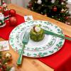 imageWDF 180 Pieces Plastic Christmas Silverware  Disposable Cutlery Set Incluede 60 Gold Forks 60 Red Knives and 60 Green Spoons  Heavy Duty Plastic Flatware  Disposable Utensils for ChristmasGreen and Gold