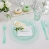 imageWDF 180 Pieces Plastic Christmas Silverware  Disposable Cutlery Set Incluede 60 Gold Forks 60 Red Knives and 60 Green Spoons  Heavy Duty Plastic Flatware  Disposable Utensils for ChristmasClear Green  180PCS