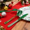 imageWDF 180 Pieces Plastic Christmas Silverware  Disposable Cutlery Set Incluede 60 Gold Forks 60 Red Knives and 60 Green Spoons  Heavy Duty Plastic Flatware  Disposable Utensils for ChristmasGreen and Gold