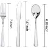 imageWDF 180 Pieces Plastic Christmas Silverware  Disposable Cutlery Set Incluede 60 Gold Forks 60 Red Knives and 60 Green Spoons  Heavy Duty Plastic Flatware  Disposable Utensils for ChristmasSilver  180PCS