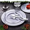 imageWDF 400 pieces Christmas Silver Plastic Plates with Disposable Plastic SilverwareampampSilver CupsampampSilve Bowlsampamp Hand NapkinsChristmas Plates and Napkins sets for WeddingampampParties
