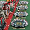imageWDF 50 Pieces Plastic Christmas Plates  Red and White Plastic Plates with Christmas Tree include 25 Dinner Plates 25 Salad Plates  Red White Party Plastic Plates for Christmas WinterGreen Red  Stripe