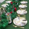imageWDF 50 Pieces Plastic Christmas Plates  Red and White Plastic Plates with Christmas Tree include 25 Dinner Plates 25 Salad Plates  Red White Party Plastic Plates for Christmas WinterBlack Gold  Christmas Tree