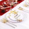 imageWDF 50 Pieces Plastic Christmas Plates  Red and White Plastic Plates with Christmas Tree include 25 Dinner Plates 25 Salad Plates  Red White Party Plastic Plates for Christmas WinterGold  Merry Christmas