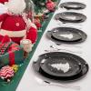 imageWDF 50 Pieces Plastic Christmas Plates  Red and White Plastic Plates with Christmas Tree include 25 Dinner Plates 25 Salad Plates  Red White Party Plastic Plates for Christmas WinterBlack Silver  Christmas Tree