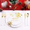 imageWDF 50 Pieces Plastic Christmas Plates  Red and White Plastic Plates with Christmas Tree include 25 Dinner Plates 25 Salad Plates  Red White Party Plastic Plates for Christmas WinterGold  Merry Christmas