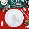 imageWDF 50 Pieces Plastic Christmas Plates  Red and White Plastic Plates with Christmas Tree include 25 Dinner Plates 25 Salad Plates  Red White Party Plastic Plates for Christmas WinterSilver  Christmas Tree