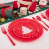 imageWDF 50 Pieces Plastic Christmas Plates  Red and White Plastic Plates with Christmas Tree include 25 Dinner Plates 25 Salad Plates  Red White Party Plastic Plates for Christmas WinterRed White  Christmas Tree