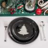 imageWDF 50 Pieces Plastic Christmas Plates  Red and White Plastic Plates with Christmas Tree include 25 Dinner Plates 25 Salad Plates  Red White Party Plastic Plates for Christmas WinterBlack Silver  Christmas Tree