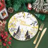 imageWDF 50 Pieces Plastic Christmas Plates  Red and White Plastic Plates with Christmas Tree include 25 Dinner Plates 25 Salad Plates  Red White Party Plastic Plates for Christmas WinterBlack Gold  Christmas Tree