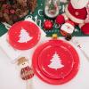 imageWDF 50 Pieces Plastic Christmas Plates  Red and White Plastic Plates with Christmas Tree include 25 Dinner Plates 25 Salad Plates  Red White Party Plastic Plates for Christmas WinterRed White  Christmas Tree