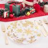 imageWDF 50 Pieces Plastic Christmas Plates  Red and White Plastic Plates with Christmas Tree include 25 Dinner Plates 25 Salad Plates  Red White Party Plastic Plates for Christmas WinterGold  Christmas snowflakes