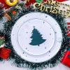 imageWDF 50 Pieces Plastic Christmas Plates  Red and White Plastic Plates with Christmas Tree include 25 Dinner Plates 25 Salad Plates  Red White Party Plastic Plates for Christmas WinterGreen White  Christmas Tree