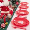 imageWDF 50 Pieces Plastic Christmas Plates  Red and White Plastic Plates with Christmas Tree include 25 Dinner Plates 25 Salad Plates  Red White Party Plastic Plates for Christmas WinterRed White  Christmas Tree