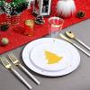 imageWDF 50 Pieces Plastic Christmas Plates  Red and White Plastic Plates with Christmas Tree include 25 Dinner Plates 25 Salad Plates  Red White Party Plastic Plates for Christmas WinterGold  Christmas Tree