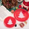 imageWDF 50 Pieces Plastic Christmas Plates  Red and White Plastic Plates with Christmas Tree include 25 Dinner Plates 25 Salad Plates  Red White Party Plastic Plates for Christmas WinterRed White  Christmas Tree