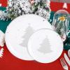 imageWDF 50 Pieces Plastic Christmas Plates  Red and White Plastic Plates with Christmas Tree include 25 Dinner Plates 25 Salad Plates  Red White Party Plastic Plates for Christmas WinterSilver  Christmas Tree