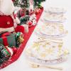imageWDF 50 Pieces Plastic Christmas Plates  Red and White Plastic Plates with Christmas Tree include 25 Dinner Plates 25 Salad Plates  Red White Party Plastic Plates for Christmas WinterGold  Christmas snowflakes