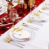 imageWDF 50 Pieces Plastic Christmas Plates  Red and White Plastic Plates with Christmas Tree include 25 Dinner Plates 25 Salad Plates  Red White Party Plastic Plates for Christmas WinterGold  Merry Christmas