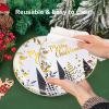 imageWDF 50 Pieces Plastic Christmas Plates  Red and White Plastic Plates with Christmas Tree include 25 Dinner Plates 25 Salad Plates  Red White Party Plastic Plates for Christmas WinterBlack Gold  Christmas Tree