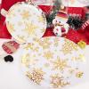 imageWDF 50 Pieces Plastic Christmas Plates  Red and White Plastic Plates with Christmas Tree include 25 Dinner Plates 25 Salad Plates  Red White Party Plastic Plates for Christmas WinterGold  Christmas snowflakes