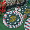 imageWDF 50 Pieces Plastic Christmas Plates  Red and White Plastic Plates with Christmas Tree include 25 Dinner Plates 25 Salad Plates  Red White Party Plastic Plates for Christmas WinterGreen Red  Stripe