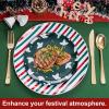 imageWDF 50 Pieces Plastic Christmas Plates  Red and White Plastic Plates with Christmas Tree include 25 Dinner Plates 25 Salad Plates  Red White Party Plastic Plates for Christmas WinterGreen Red  Stripe