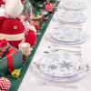 imageWDF 50 Pieces Plastic Christmas Plates  Red and White Plastic Plates with Christmas Tree include 25 Dinner Plates 25 Salad Plates  Red White Party Plastic Plates for Christmas WinterSilver  Christmas snowflakes