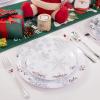 imageWDF 50 Pieces Plastic Christmas Plates  Red and White Plastic Plates with Christmas Tree include 25 Dinner Plates 25 Salad Plates  Red White Party Plastic Plates for Christmas WinterSilver  Christmas snowflakes