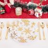 imageWDF 50 Pieces Plastic Christmas Plates  Red and White Plastic Plates with Christmas Tree include 25 Dinner Plates 25 Salad Plates  Red White Party Plastic Plates for Christmas WinterGold  Christmas snowflakes