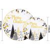 imageWDF 50 Pieces Plastic Christmas Plates  Red and White Plastic Plates with Christmas Tree include 25 Dinner Plates 25 Salad Plates  Red White Party Plastic Plates for Christmas WinterBlack Gold  Christmas Tree