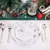 imageWDF 50 Pieces Plastic Christmas Plates  Red and White Plastic Plates with Christmas Tree include 25 Dinner Plates 25 Salad Plates  Red White Party Plastic Plates for Christmas WinterSilver  Christmas snowflakes