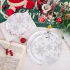 imageWDF 50 Pieces Plastic Christmas Plates  Red and White Plastic Plates with Christmas Tree include 25 Dinner Plates 25 Salad Plates  Red White Party Plastic Plates for Christmas WinterSilver  Christmas snowflakes