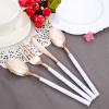 imageWDF 90Pieces Gold Plastic SilverwareGold Plastic Cutlery with White Handle Heavy Duty Thanksgiving Christmas Silverware Include 30Forks 30 Spoons 30 Knives for PartiesRose Gold