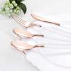 imageWDF 90Pieces Gold Plastic SilverwareGold Plastic Cutlery with White Handle Heavy Duty Thanksgiving Christmas Silverware Include 30Forks 30 Spoons 30 Knives for PartiesRose Gold