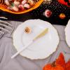 imageWDF 90Pieces Gold Plastic SilverwareGold Plastic Cutlery with White Handle Heavy Duty Thanksgiving Christmas Silverware Include 30Forks 30 Spoons 30 Knives for PartiesGold