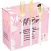 imageWDF 90Pieces Gold Plastic SilverwareGold Plastic Cutlery with White Handle Heavy Duty Thanksgiving Christmas Silverware Include 30Forks 30 Spoons 30 Knives for PartiesGold