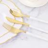 imageWDF 90Pieces Gold Plastic SilverwareGold Plastic Cutlery with White Handle Heavy Duty Thanksgiving Christmas Silverware Include 30Forks 30 Spoons 30 Knives for PartiesGold
