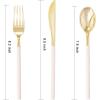 imageWDF 90Pieces Gold Plastic SilverwareGold Plastic Cutlery with White Handle Heavy Duty Thanksgiving Christmas Silverware Include 30Forks 30 Spoons 30 Knives for PartiesPink