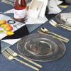 imageWDF 90Pieces Gold Plastic SilverwareGold Plastic Cutlery with White Handle Heavy Duty Thanksgiving Christmas Silverware Include 30Forks 30 Spoons 30 Knives for PartiesGold Glitter