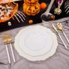 imageWDF 90Pieces Gold Plastic SilverwareGold Plastic Cutlery with White Handle Heavy Duty Thanksgiving Christmas Silverware Include 30Forks 30 Spoons 30 Knives for PartiesGold