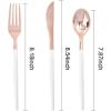 imageWDF 90Pieces Gold Plastic SilverwareGold Plastic Cutlery with White Handle Heavy Duty Thanksgiving Christmas Silverware Include 30Forks 30 Spoons 30 Knives for PartiesRose Gold