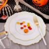 imageWDF 90Pieces Gold Plastic SilverwareGold Plastic Cutlery with White Handle Heavy Duty Thanksgiving Christmas Silverware Include 30Forks 30 Spoons 30 Knives for PartiesGold