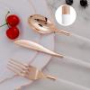imageWDF 90Pieces Gold Plastic SilverwareGold Plastic Cutlery with White Handle Heavy Duty Thanksgiving Christmas Silverware Include 30Forks 30 Spoons 30 Knives for PartiesRose Gold