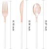imageWDF 90Pieces Gold Plastic SilverwareGold Plastic Cutlery with White Handle Heavy Duty Thanksgiving Christmas Silverware Include 30Forks 30 Spoons 30 Knives for PartiesRose Gold