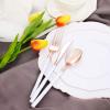 imageWDF 90Pieces Gold Plastic SilverwareGold Plastic Cutlery with White Handle Heavy Duty Thanksgiving Christmas Silverware Include 30Forks 30 Spoons 30 Knives for PartiesRose Gold