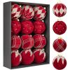 imageWDF 12PCS Velvet Brown Christmas Ornaments  Neutral Brown Ornaments 80mm 315inch Shatterproof Christmas Balls for Xmas Trees DecorationsRed