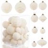imageWDF 12PCS Velvet Brown Christmas Ornaments  Neutral Brown Ornaments 80mm 315inch Shatterproof Christmas Balls for Xmas Trees DecorationsWhite