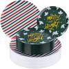 imageWDF 50 Pieces Plastic Christmas Plates  Red and White Plastic Plates with Christmas Tree include 25 Dinner Plates 25 Salad Plates  Red White Party Plastic Plates for Christmas WinterGreen Red  Stripe